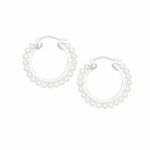 NEW IMPERIAL PEARLS STERLING SILVER
FRESHWATER PEARL HOOP
EARRINGS